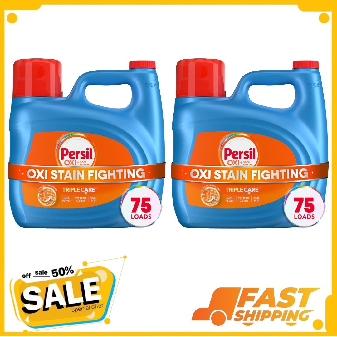 Persil Advanced Clean Oxi+Odor Fighter Liquid Laundry Detergent, 126 oz, 150 Loa