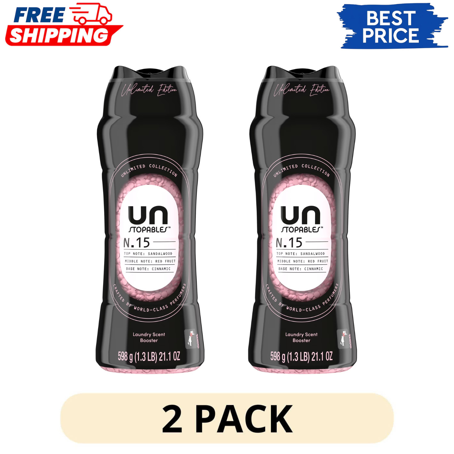 2 Pack Downy Unstopables Unlimited No.15 In-Wash Scent Booster Beads 21.1 oz