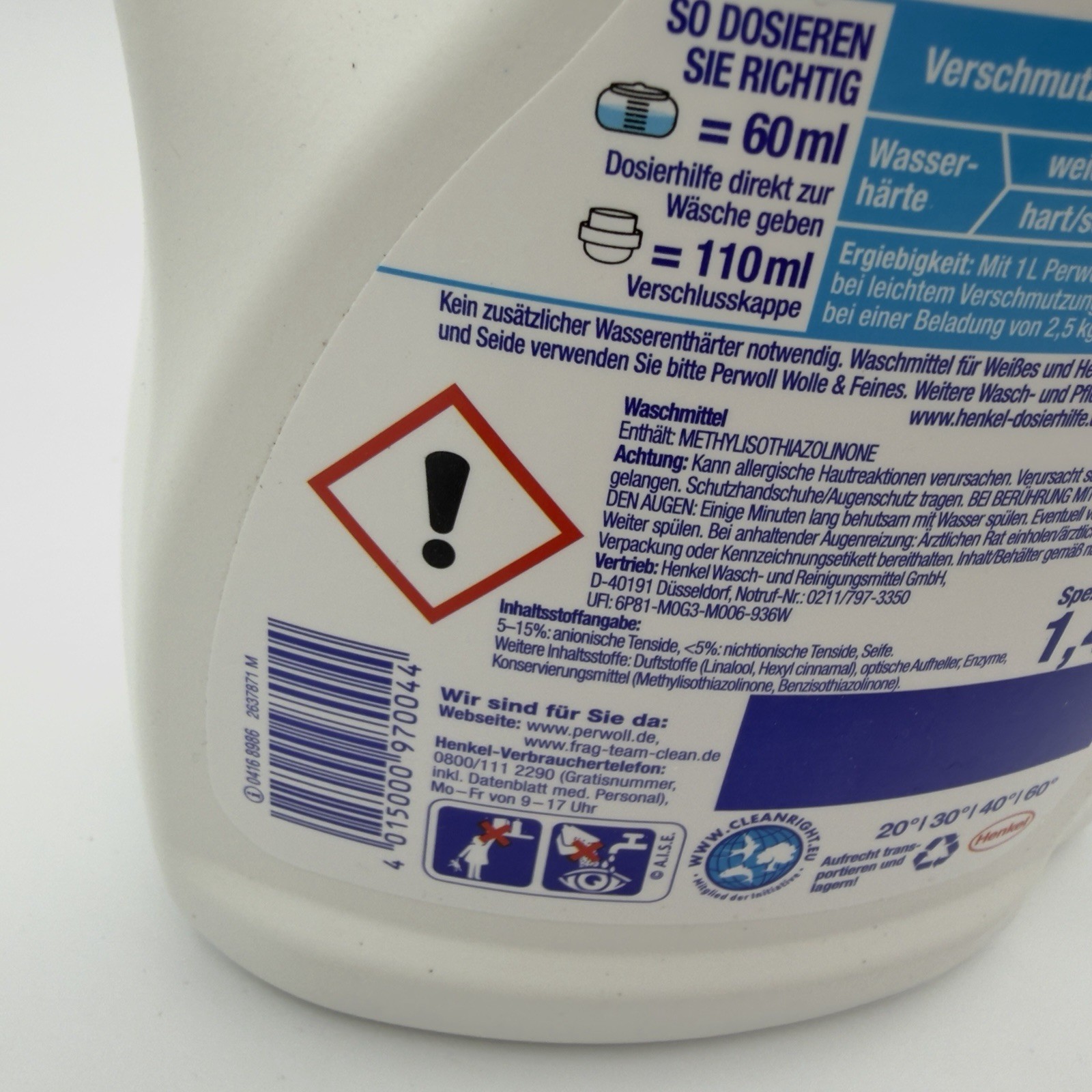 Perwoll White & Fiber Laundry Detergent 27 Wash Loads Renew & Repair German