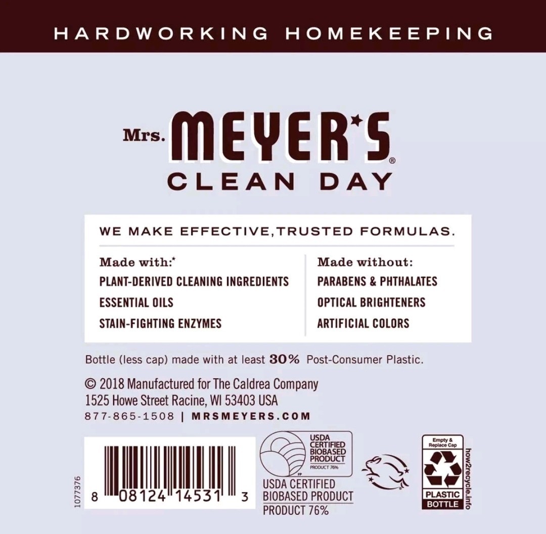 2 Mrs. Meyer’s Clean Day Liquid Fabric Softener Lavender Scent 32 Oz. Ea (GSHF1)