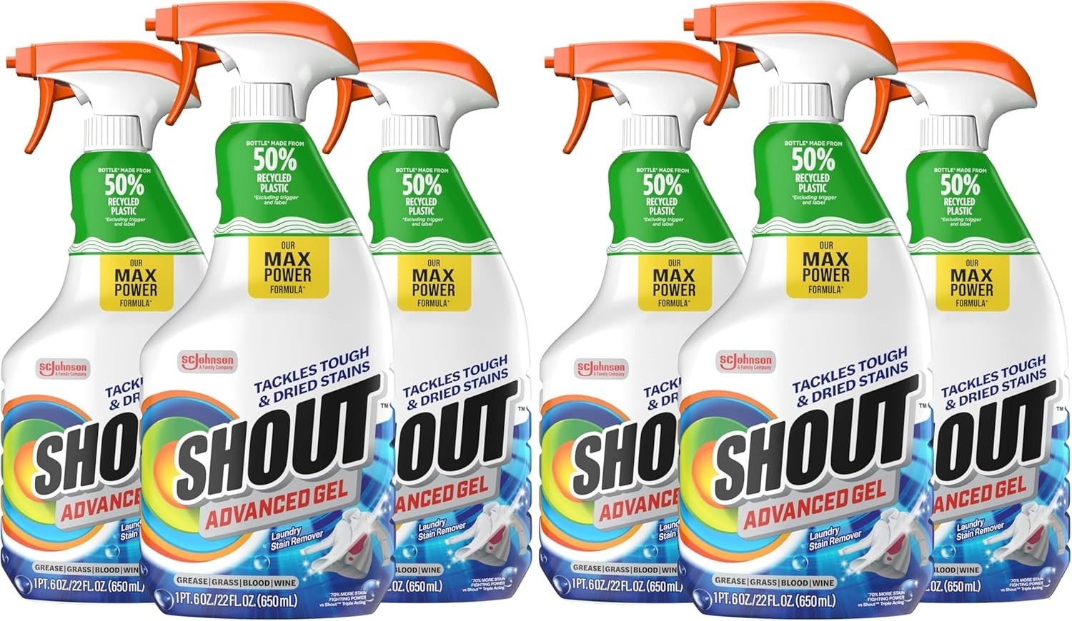 Powerful Shout Laundry Stain Remover Gel 22oz Spray – Heavy Duty Stain Solution
