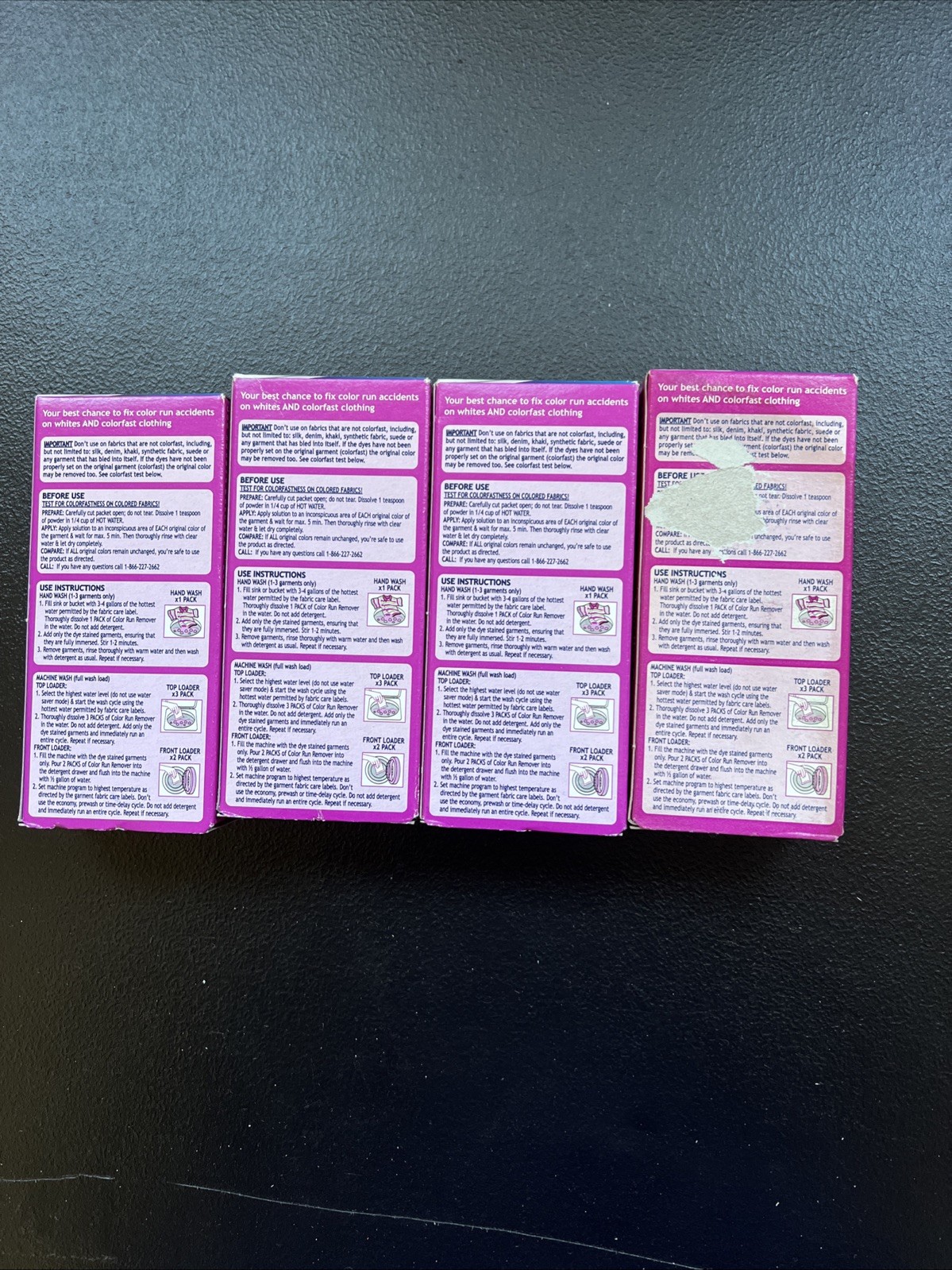4 Pack Carbona COLOR RUN REMOVER Fixes Color Run Accidents Non-Bleach