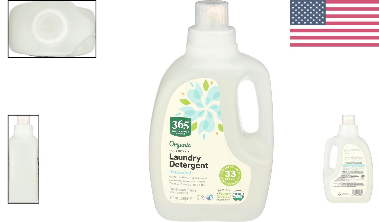 33 HE Loads of Organic Unscented Detergent – Gentle & Hypoallergenic Formula