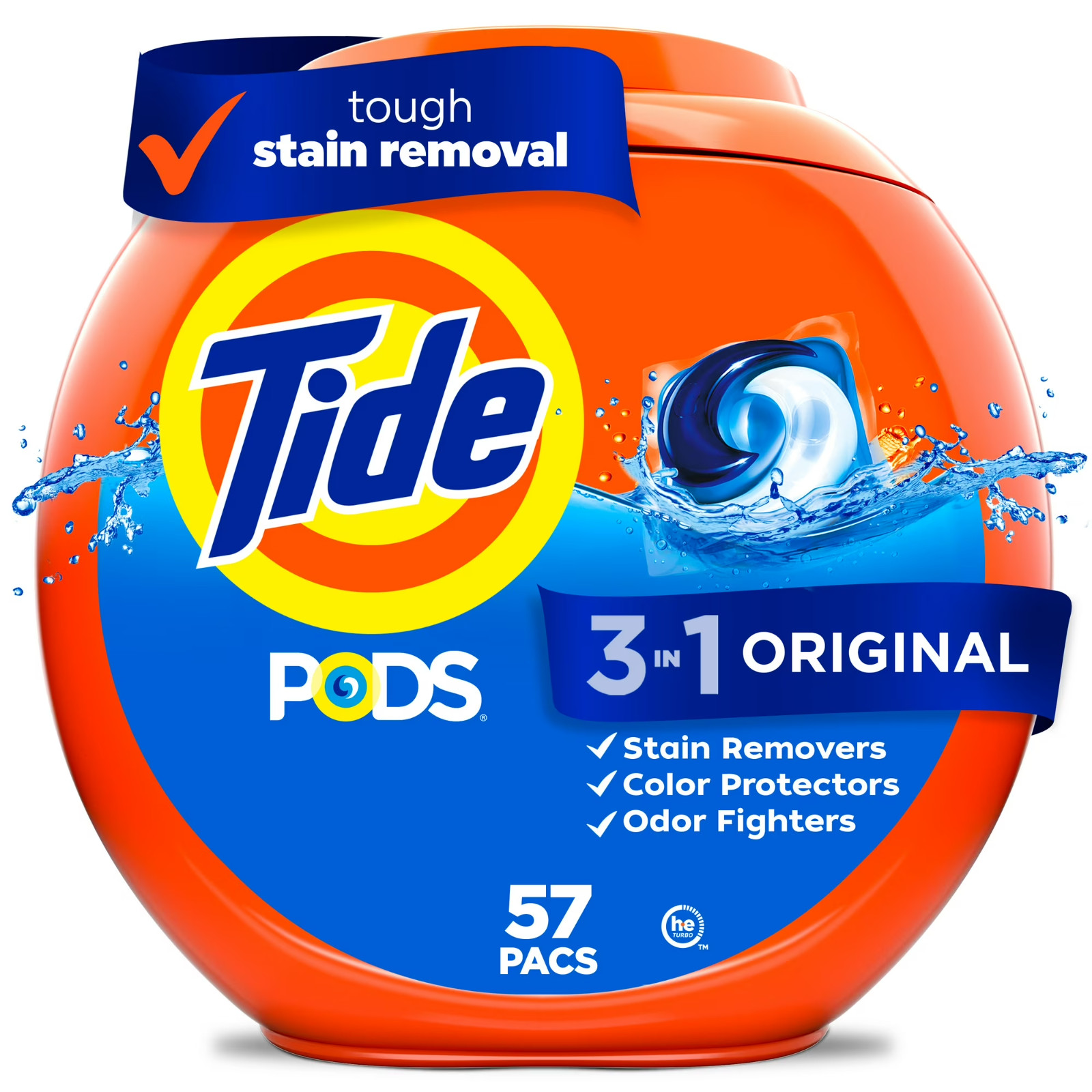 3 Pack Tide PODS Laundry Detergent Soap Pacs, Original Scent, 57 Count