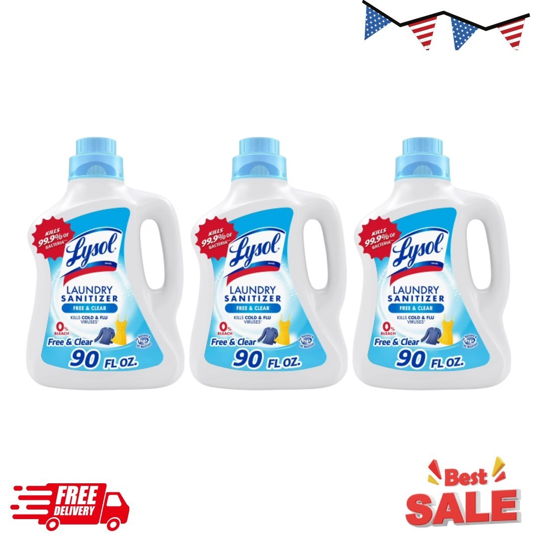 3P Lysol Laundry Sanitizer Additive Sanitizing Liquid for Clothes Linens, 90 oz