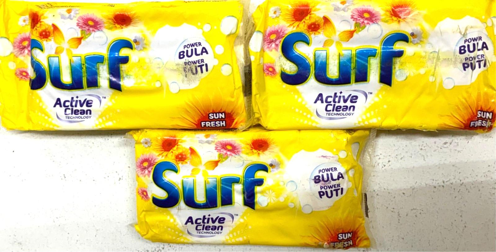 Surf Active Clean Laundry Detergent Bar Soap Sun Fresh 120g Lot of 3 New Sealed