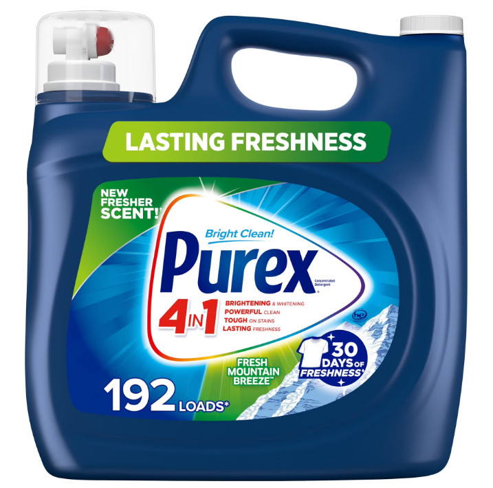 3 Pack Purex Liquid Laundry Detergent, Mountain Breeze,250 Fluid Oz, 192 Load pk