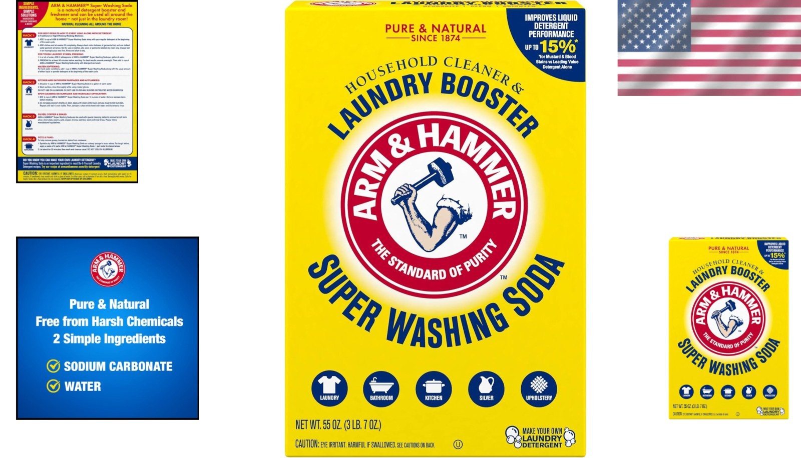 Fragrance-Free Super Washing Soda – 55 oz Multi-Surface Cleaner & Stain Remover