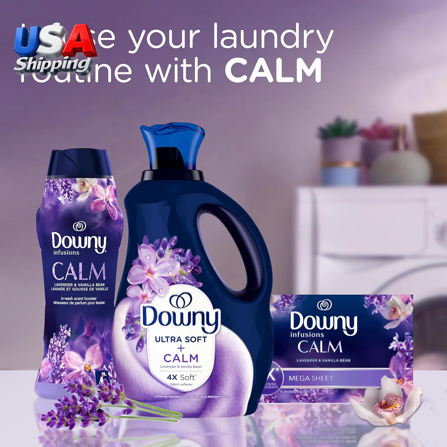 Ultra Soft Fabric Softener Liquid, Calm, Lavender and Vanilla Bean, 56 Fl Oz, 8
