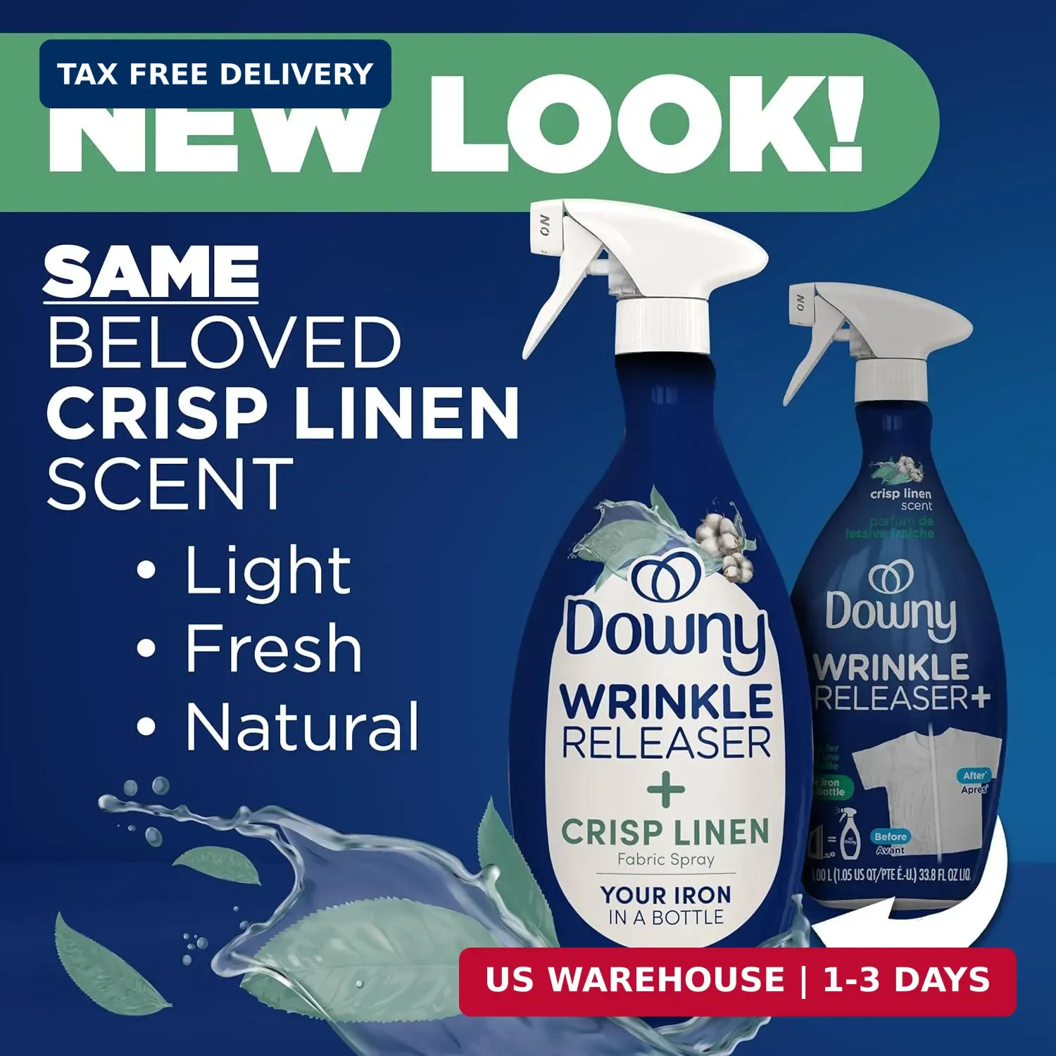 Downy Wrinkle Releaser Spray, All In One Formula, Removes Wrinkles, Static and O
