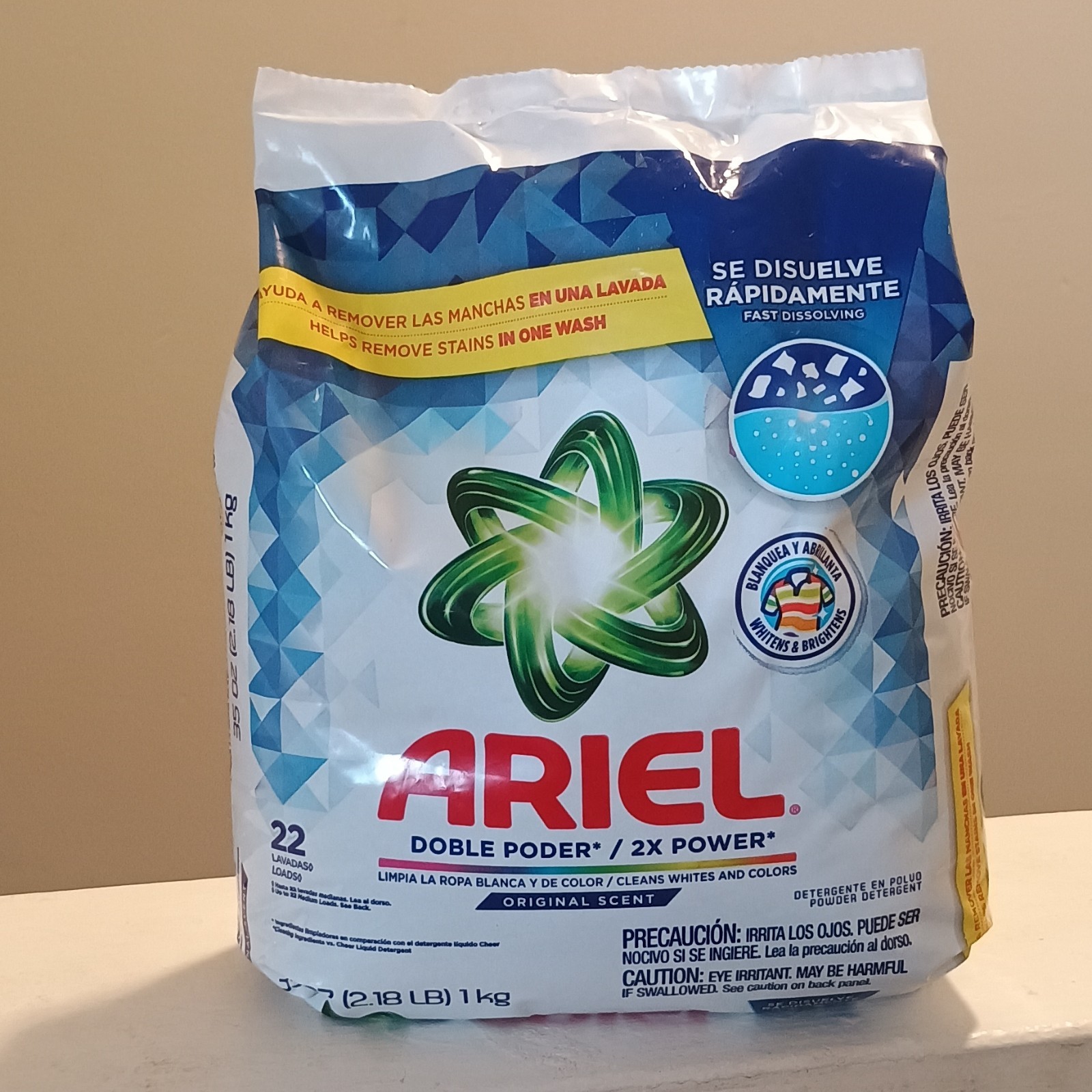 Ariel 2X Power Laundry Detergent Powder Original Scent 1kg 22 Loads