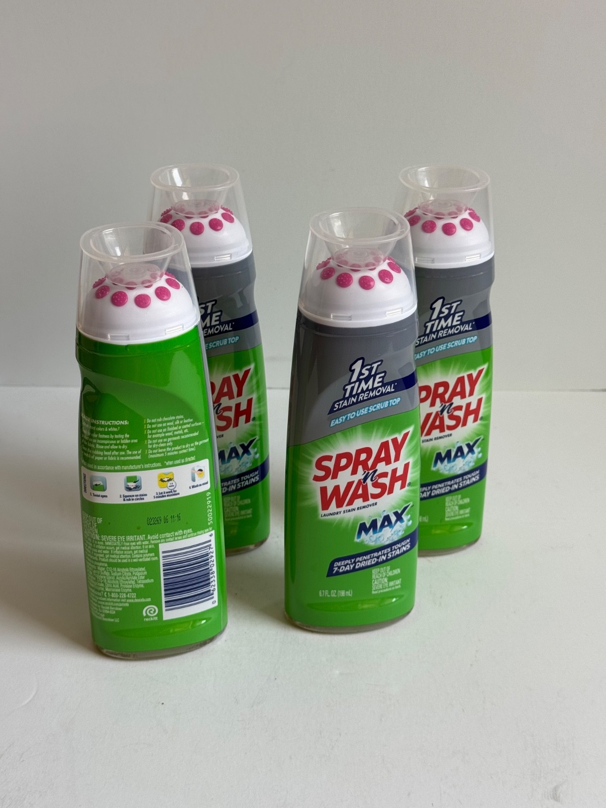 (4) Spray n Wash Max Laundry Stain Remover Gel Stick, Easy To Use, Scrub Top