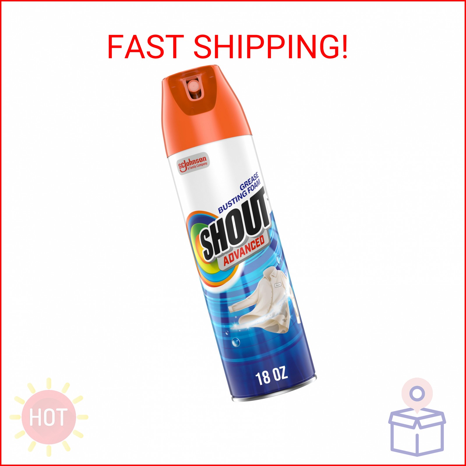 Shout Advanced Grease Busting Foam, Laundry Stain Remover, Oil and Grease Stain