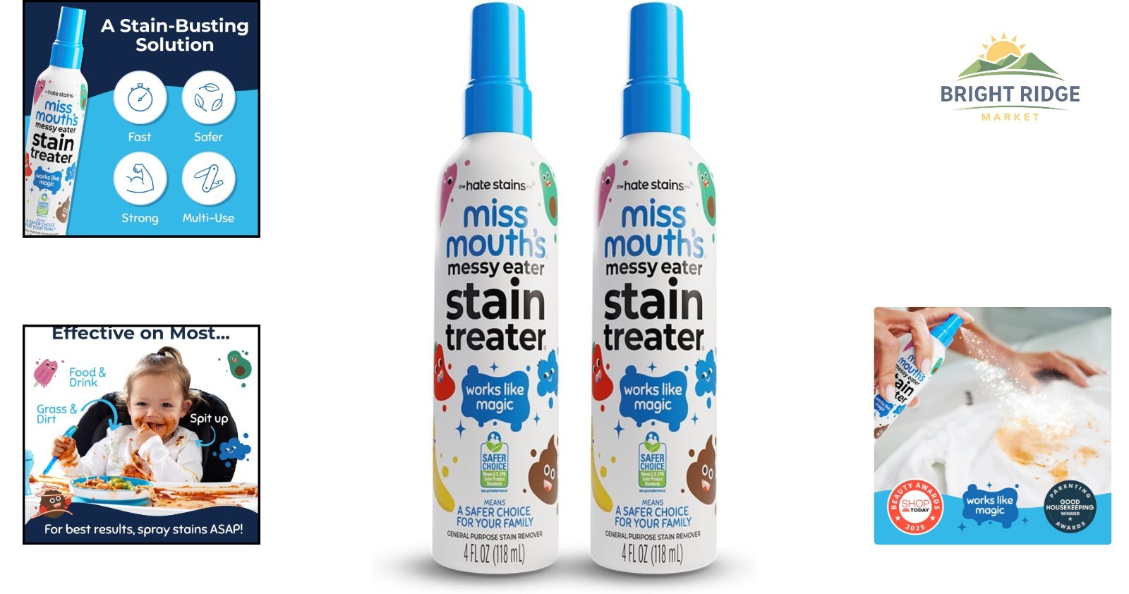 Stain Removal Spray for Clothes and Upholstery, 2 Pack – Fast Acting Formula