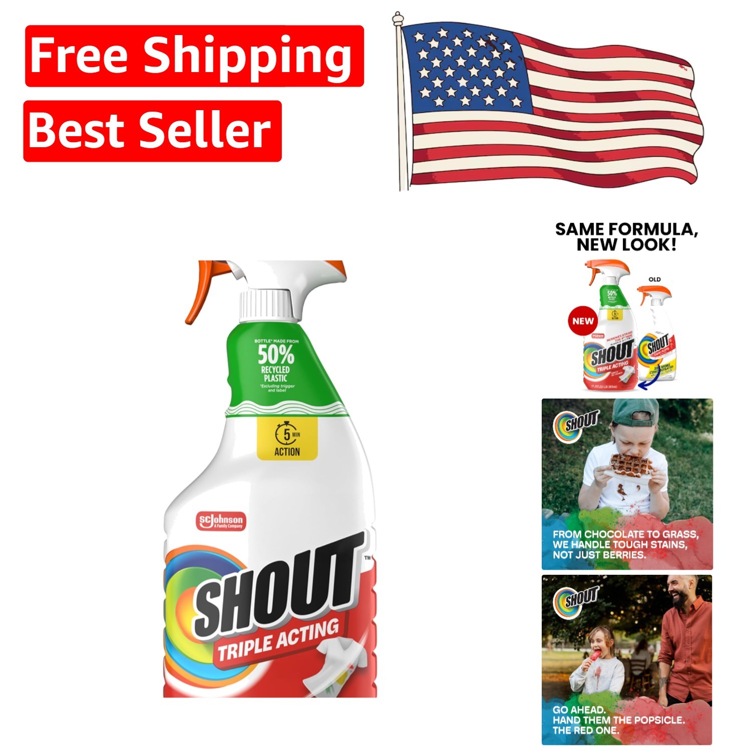 Triple-Acting Enzyme Stain Remover Spray 22oz – Effortlessly Lifts 100+ Stains