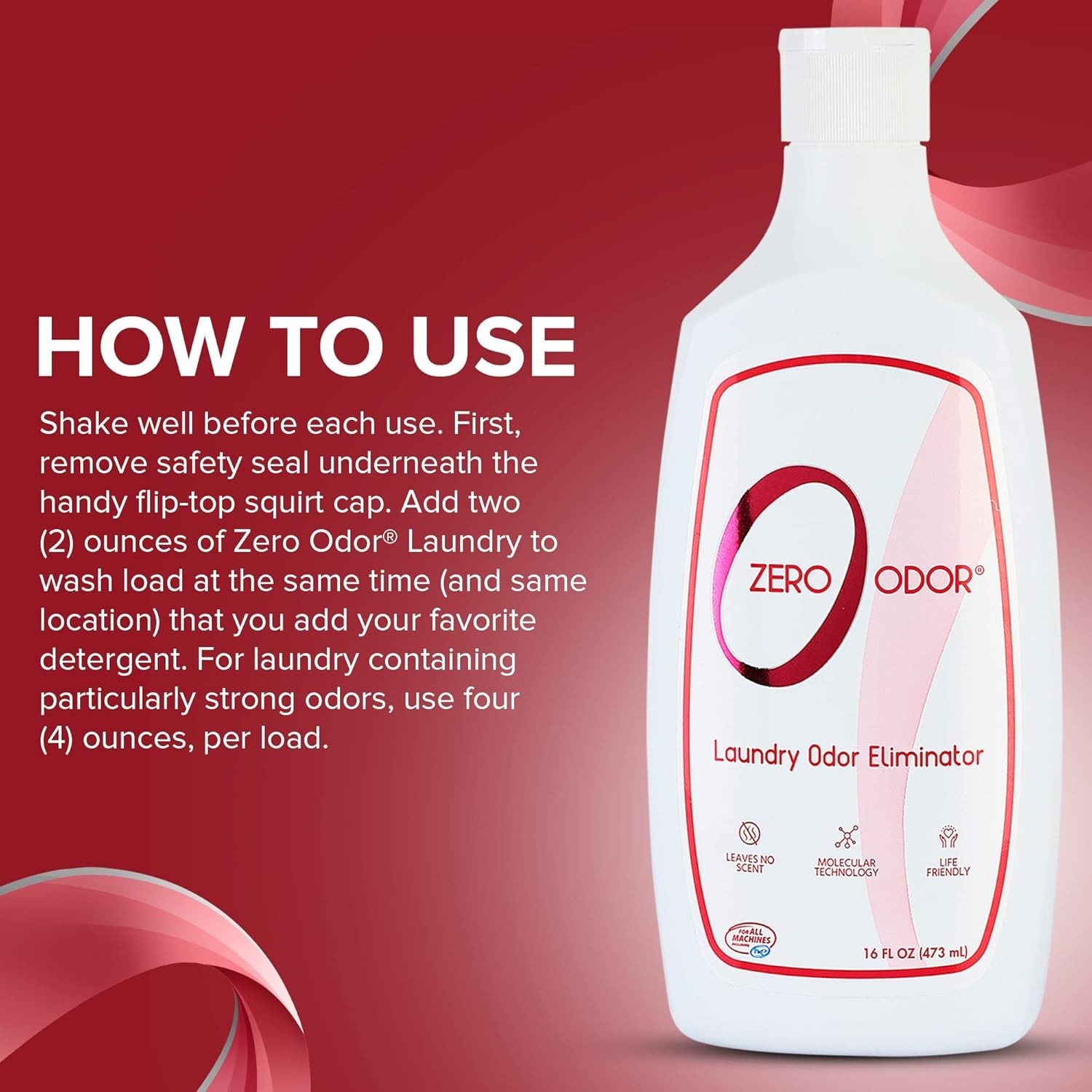 Permanently Eliminate Laundry Odors – 16oz Unscented Formula for All Fabrics