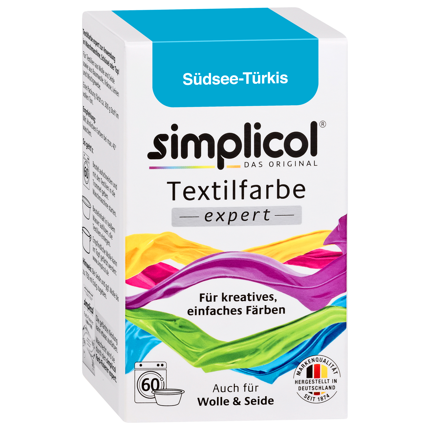 SIMPLICOL Textile Paint EXPERT SOUTH SEA TURQUOISE for 600g Fabric 2x Colour 1x Fixer