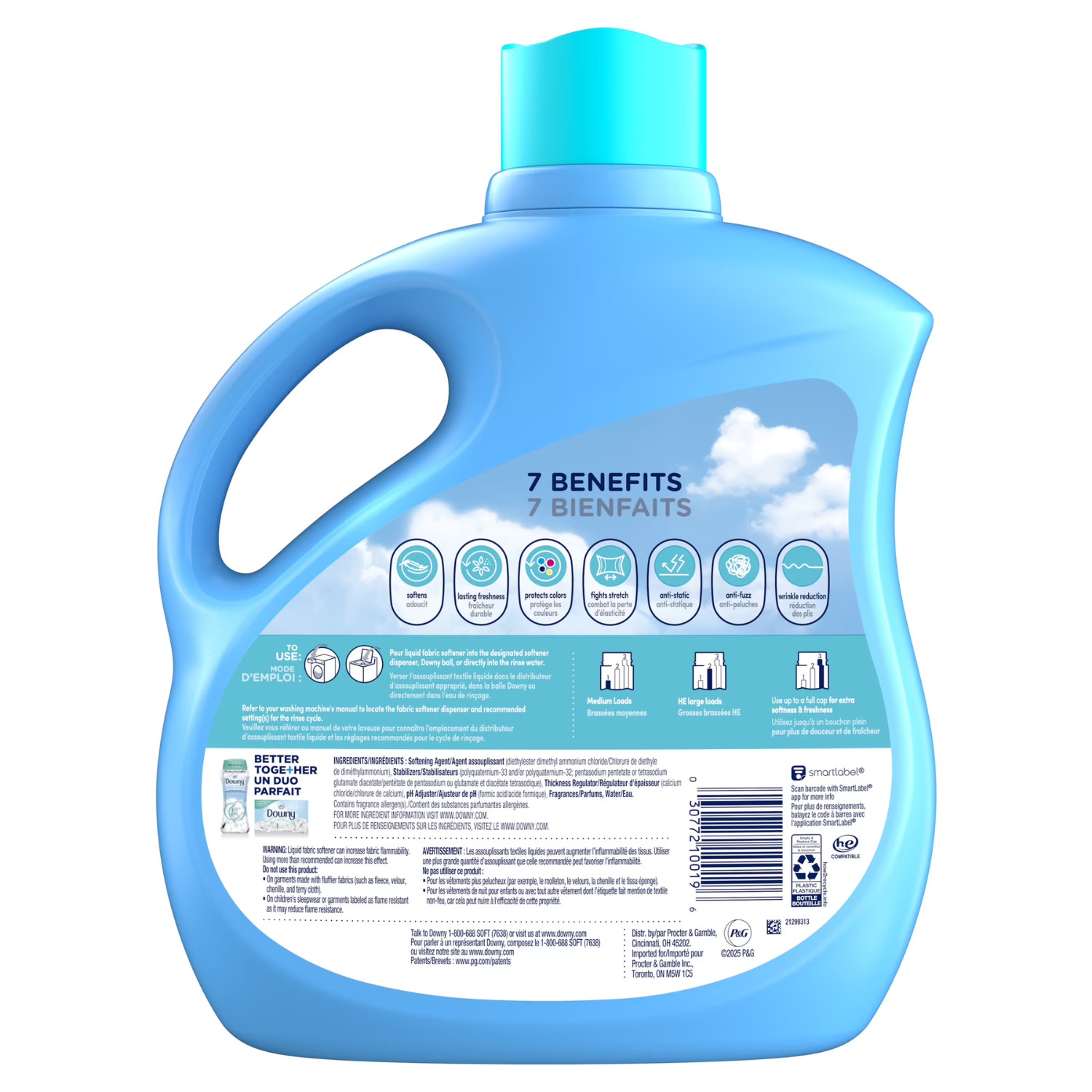 Downy Liquid Fabric Softener, Cool Cotton Scent, 111 fl oz, 150 Loads, 3 Pack