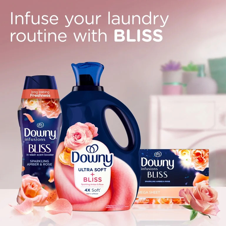 Downy Ultra Soft Plus Fresh Bliss Sparkling Amber And Rose Fabric Softener 93oz