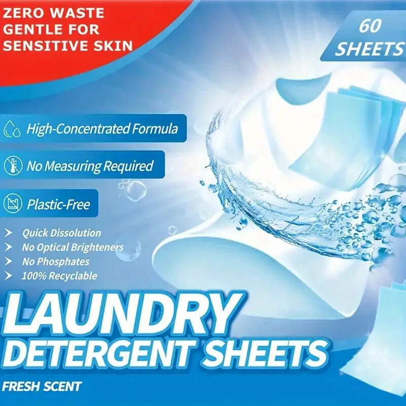 Laundry Detergent Eco Sheets Strong Decontamination & Hypoallergenic Cleaning