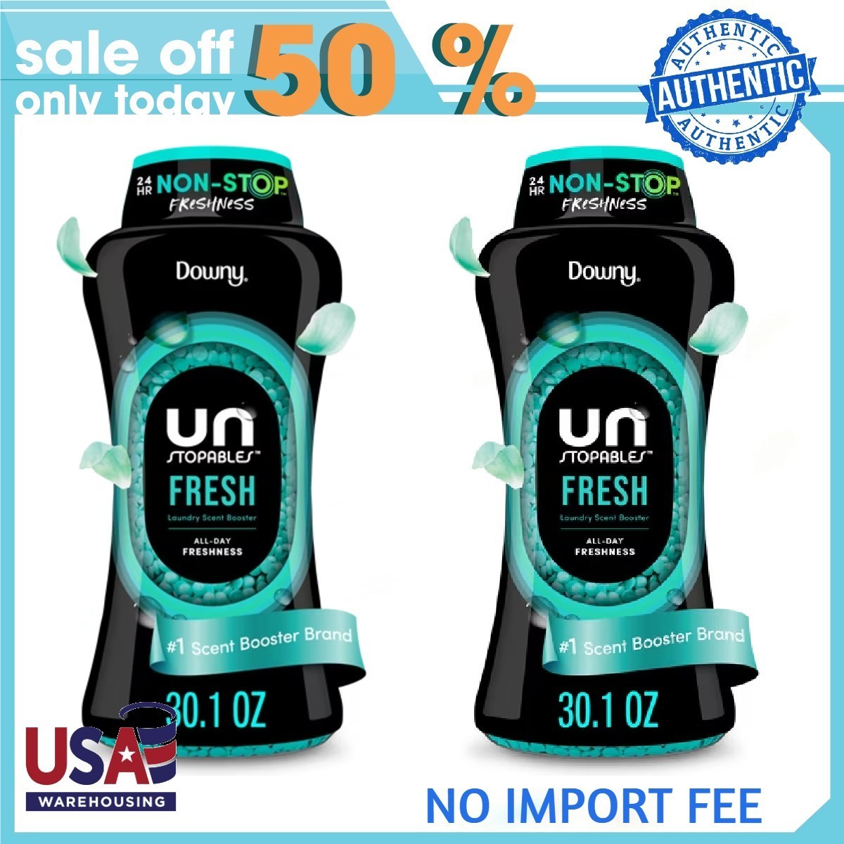 2 Pack Downy Unstopables Fresh In-Wash Scent Booster Beads – 30.1oz
