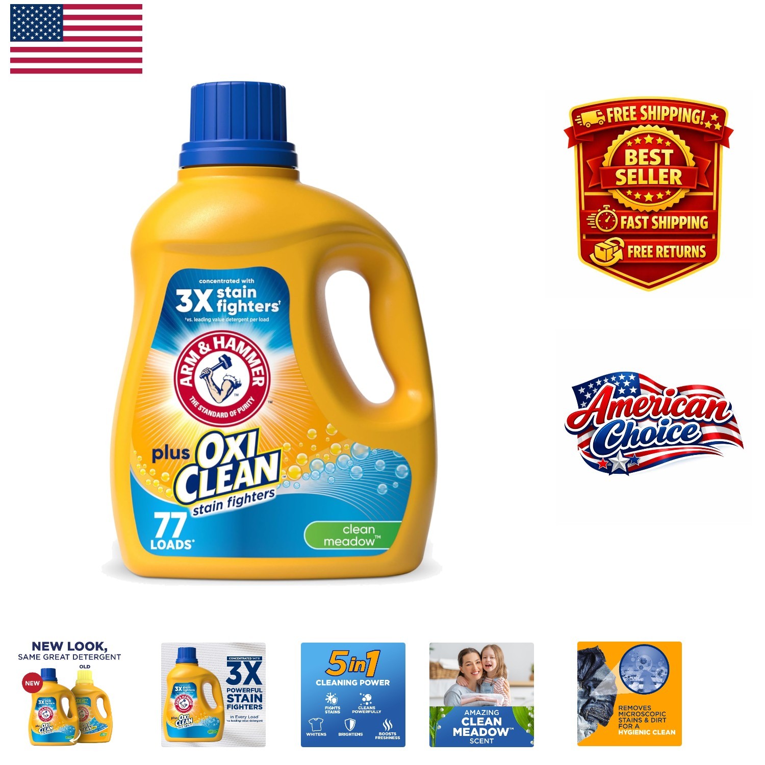 Plus OxiClean Clean Meadow Liquid Detergent – 77 Loads of Sensational Freshness