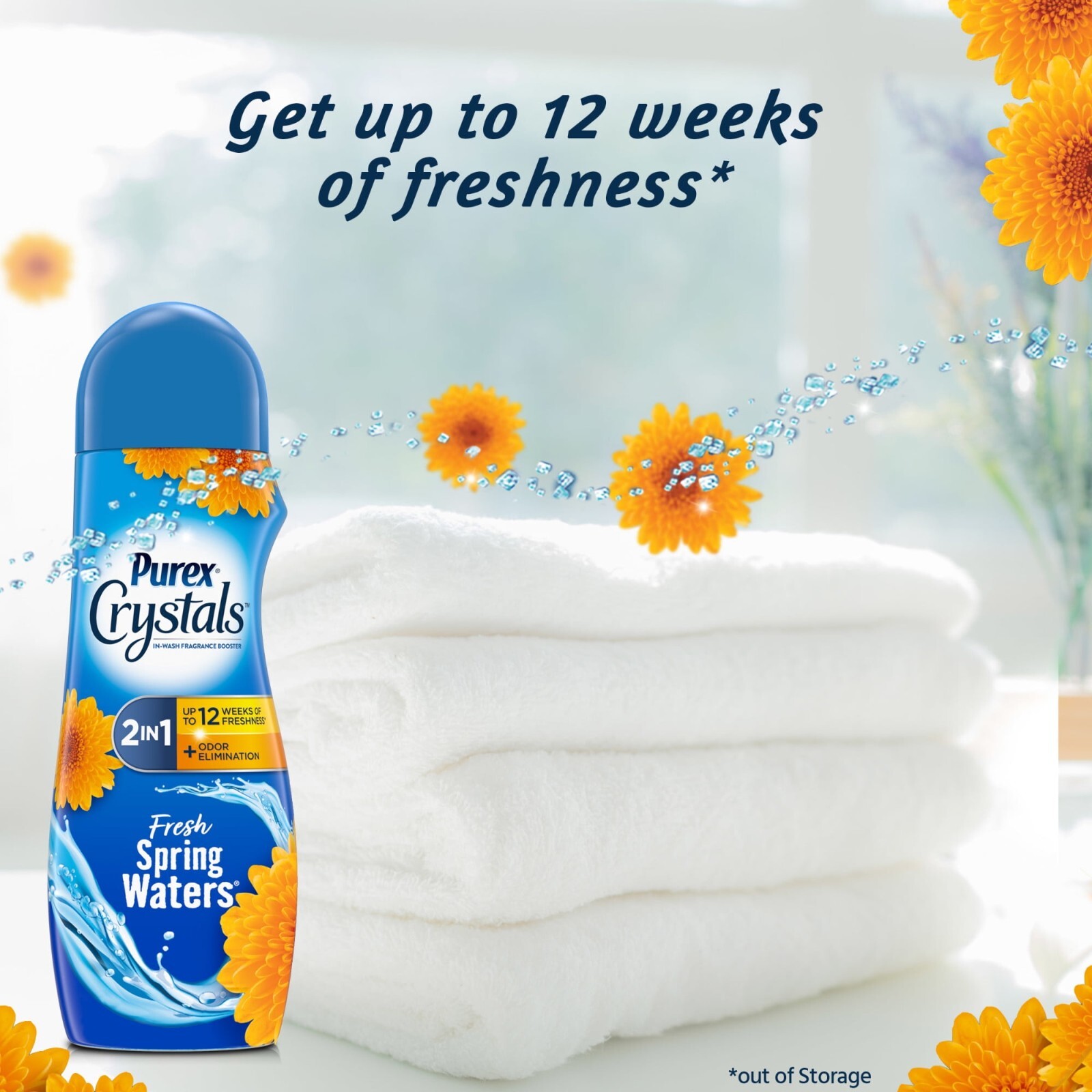Purex Crystals In-Wash Fragrance and Scent Booster, Fresh Spring Waters, 39Ounce
