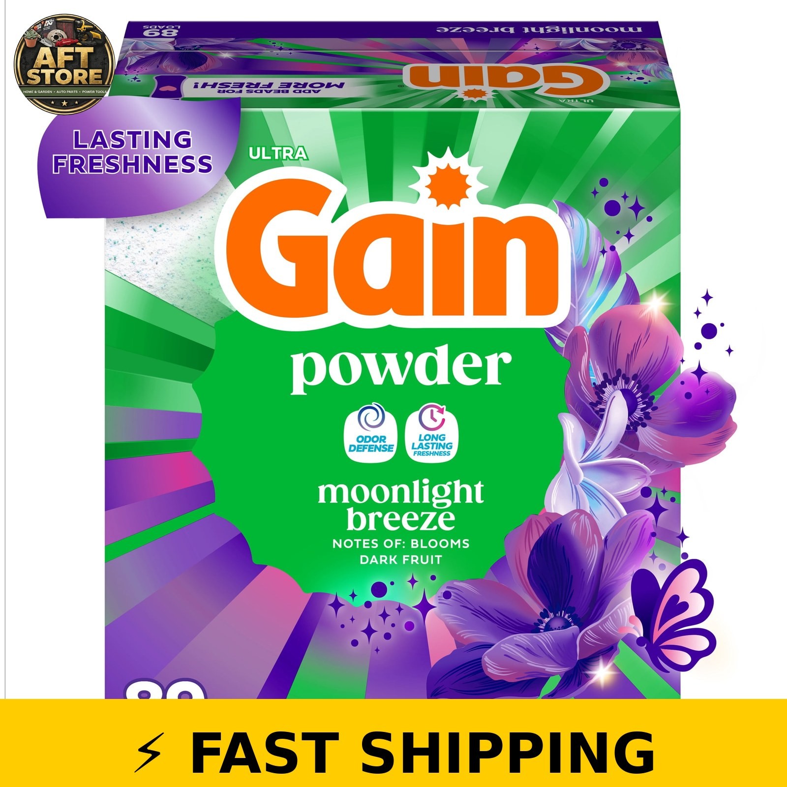 Gain Powder Laundry Detergent, Moonlight Breeze, 82 oz, 89 Loads