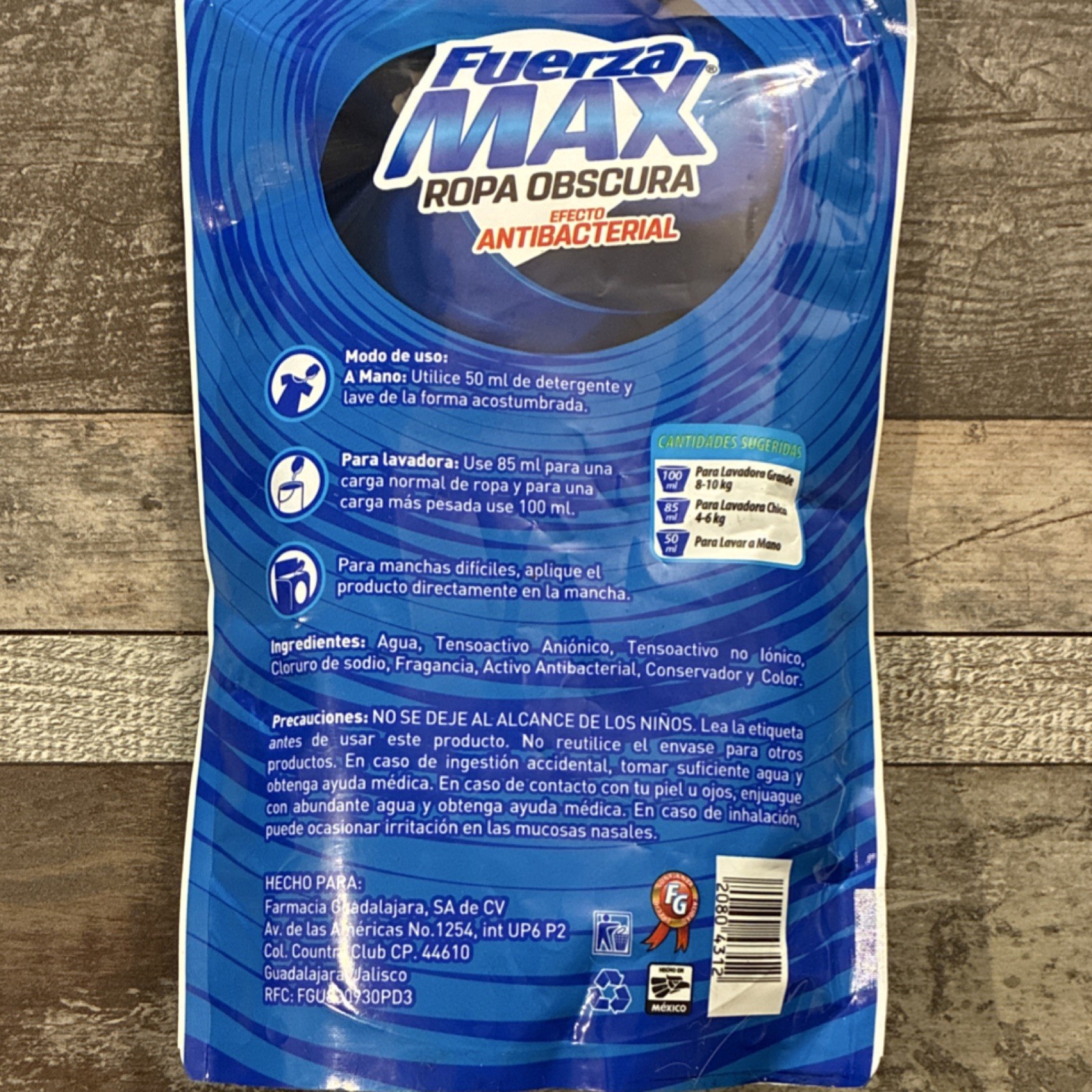 Fuerza Max Ropa Obscura Antibacterial Liquid Laundry Detergent 800ml