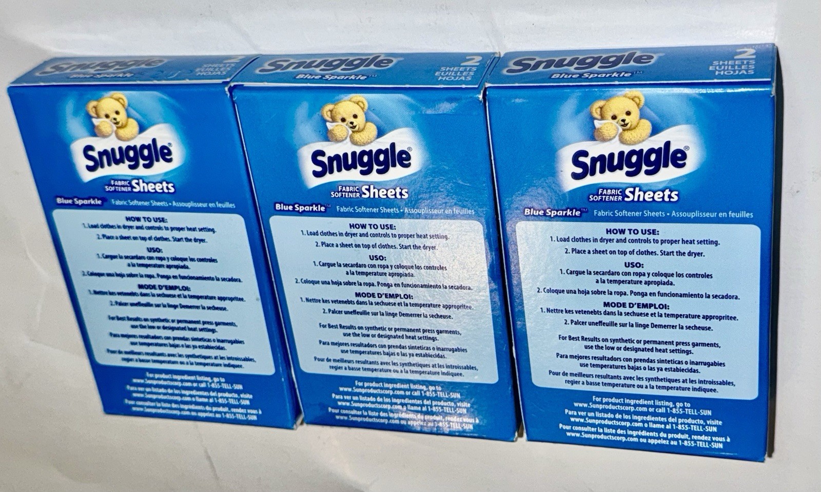 Snuggle Blue Sparkle Dryer Sheets VEN 2979929 Lot of 3 Boxes 2 Sheets Each Box
