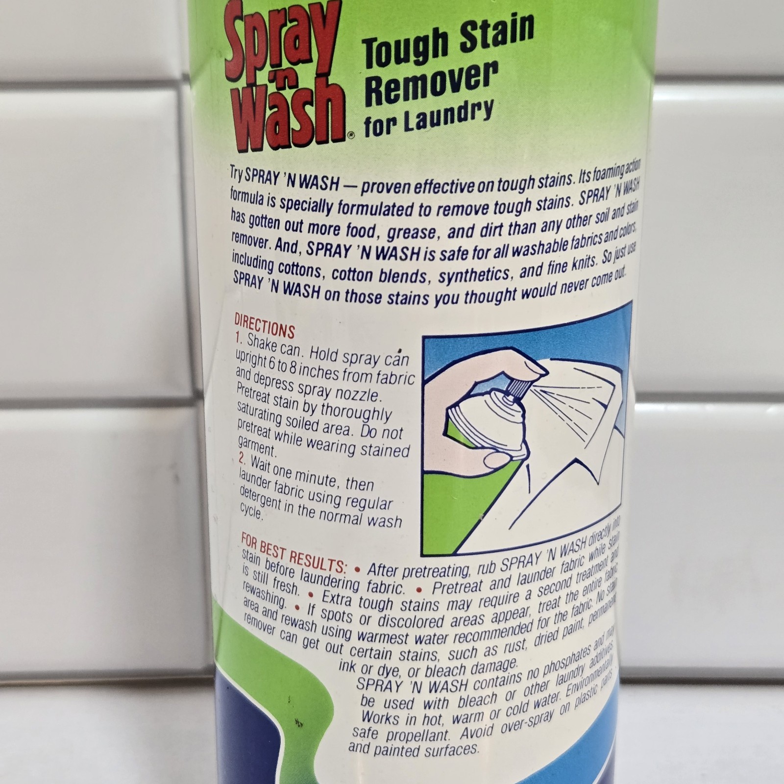 Vintage Spray N Wash Aeresol SPRAY CAN LARGE 20 oz NOS DOW Laundry Stain Remover