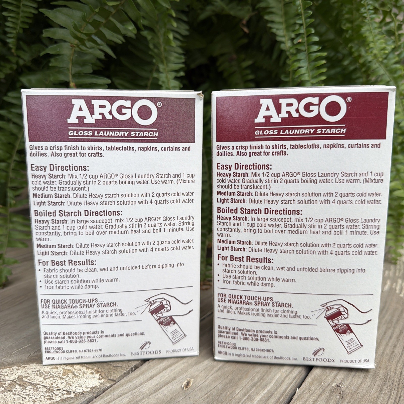 2x Argo Gloss Laundry Starch Crisp Finish 16 oz Discontinued NOS Crafts Red Box