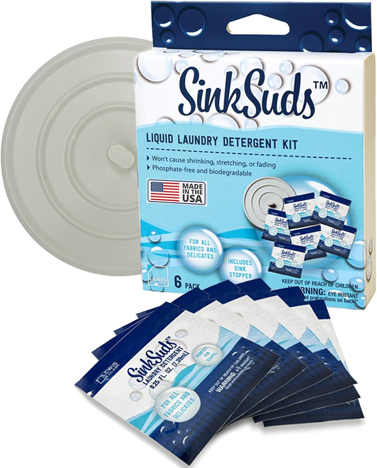 Sinksuds Laundry Detergent Travel Size Liquid Soap TSA Compliant Safe for All Fa