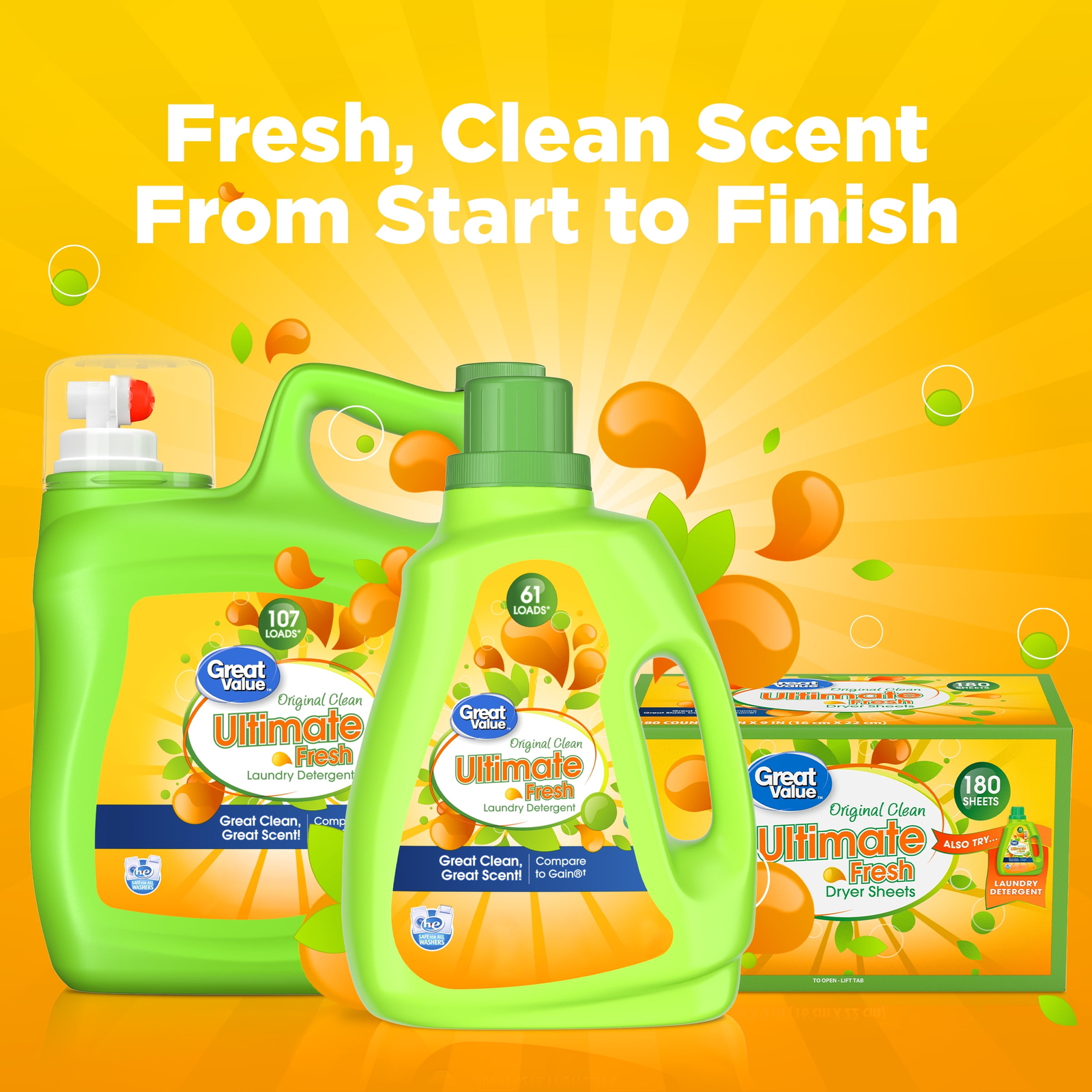 Ultimate Fresh Laundry Detergent, Original Clean, 154 fl oz, 107 Loads