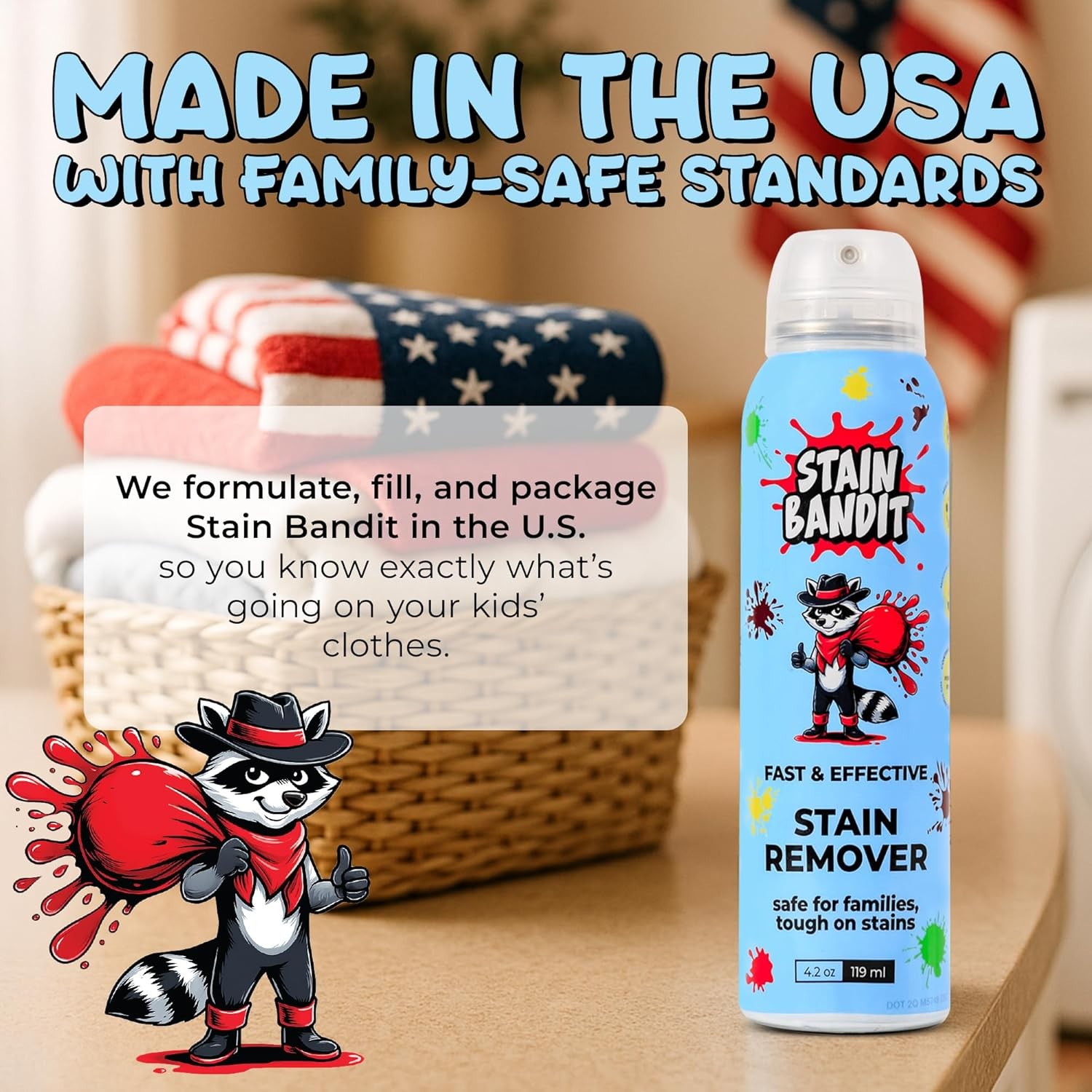 Stain Remover Spray | Non-Toxic Stain Remover Family Safe Formula | Bag-On-Valve