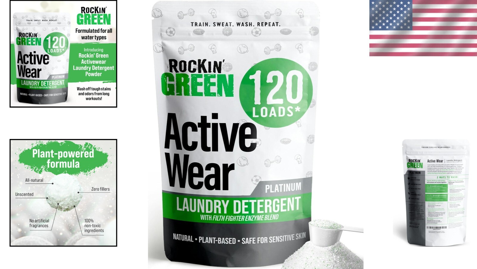 Plant-Based Unscented Laundry Detergent Powder for Active Wear – 120 Loads