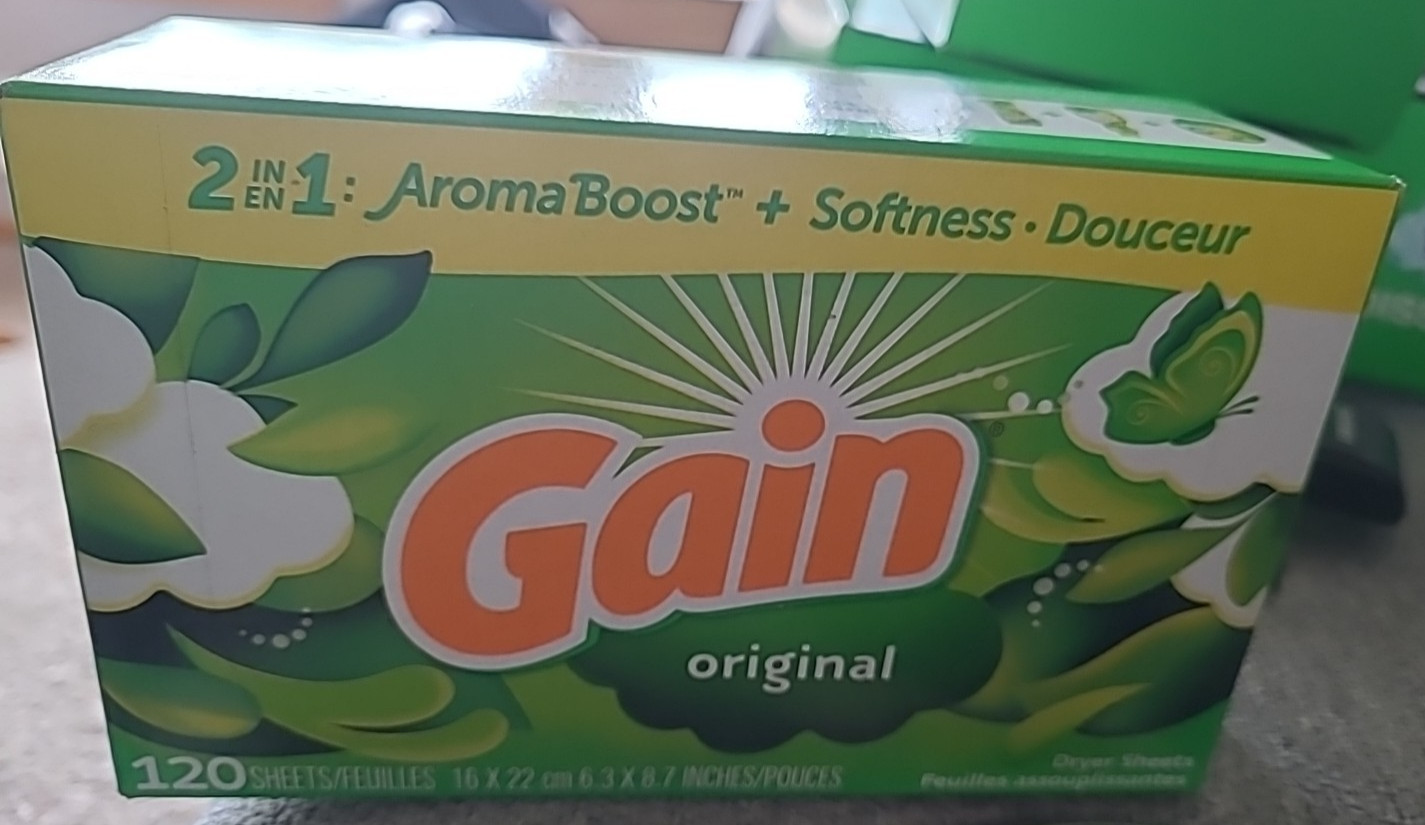 Gain Original Dryer Sheets 120 Count Aroma Boost & Softness Laundry Drawer Liner
