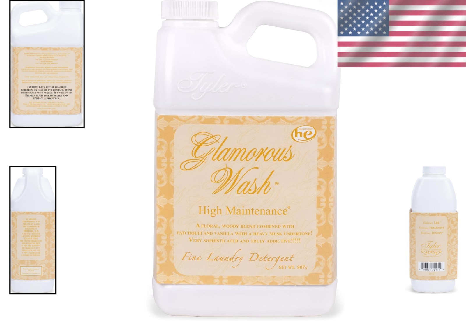 Tyler Glamour Wash Luxury Laundry Detergent – 32 Oz, Floral Scent for Delicates
