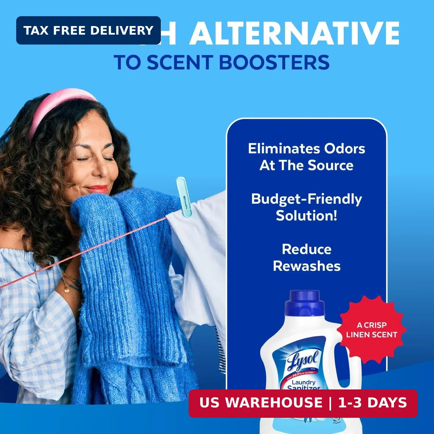 Laundry Sanitizer Additive, Bacteria-Causing Laundry Odor Eliminator, Dete