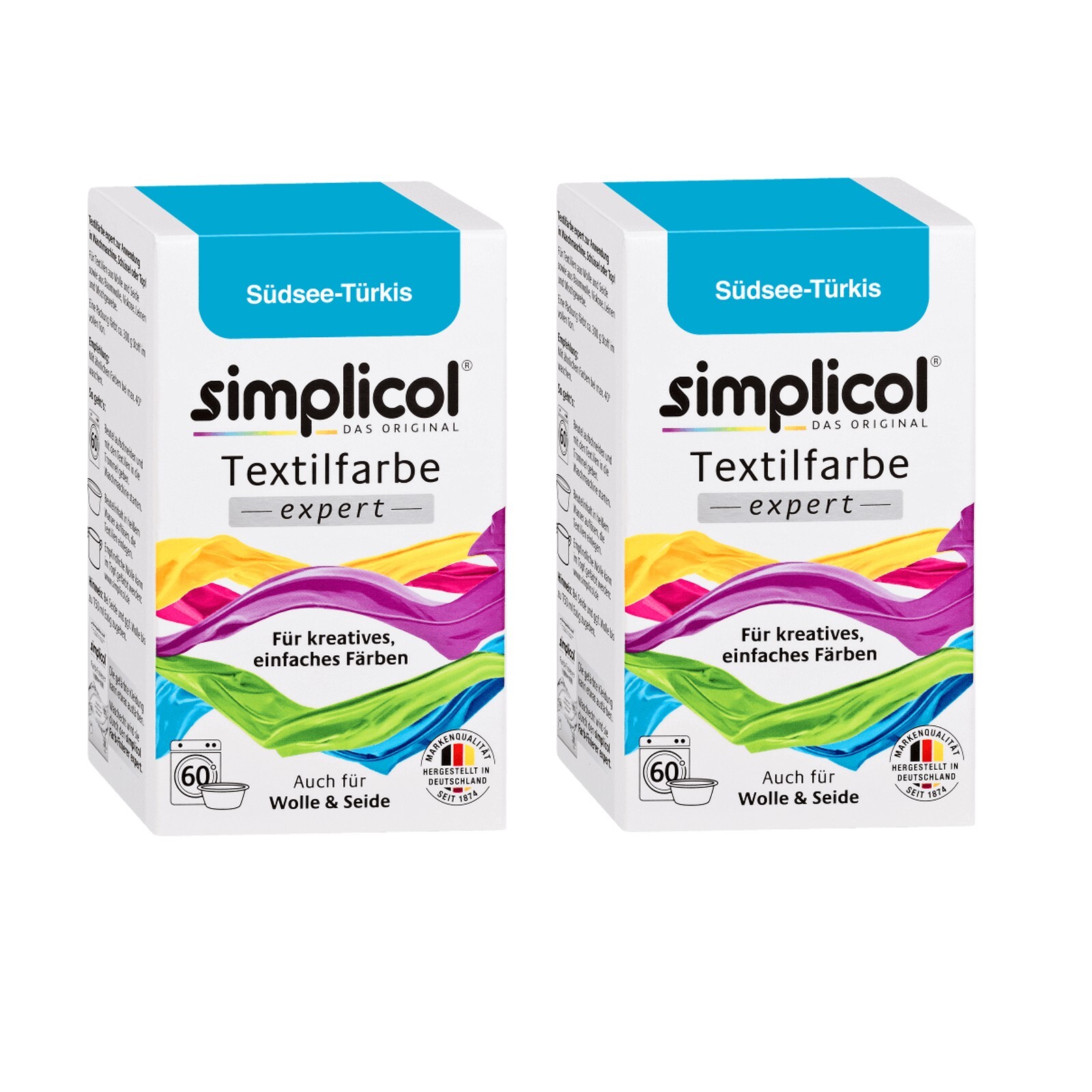 SIMPLICOL textile color expert 2 x color SOUTH SEA TURQUOISE for 600 g fabric also wool