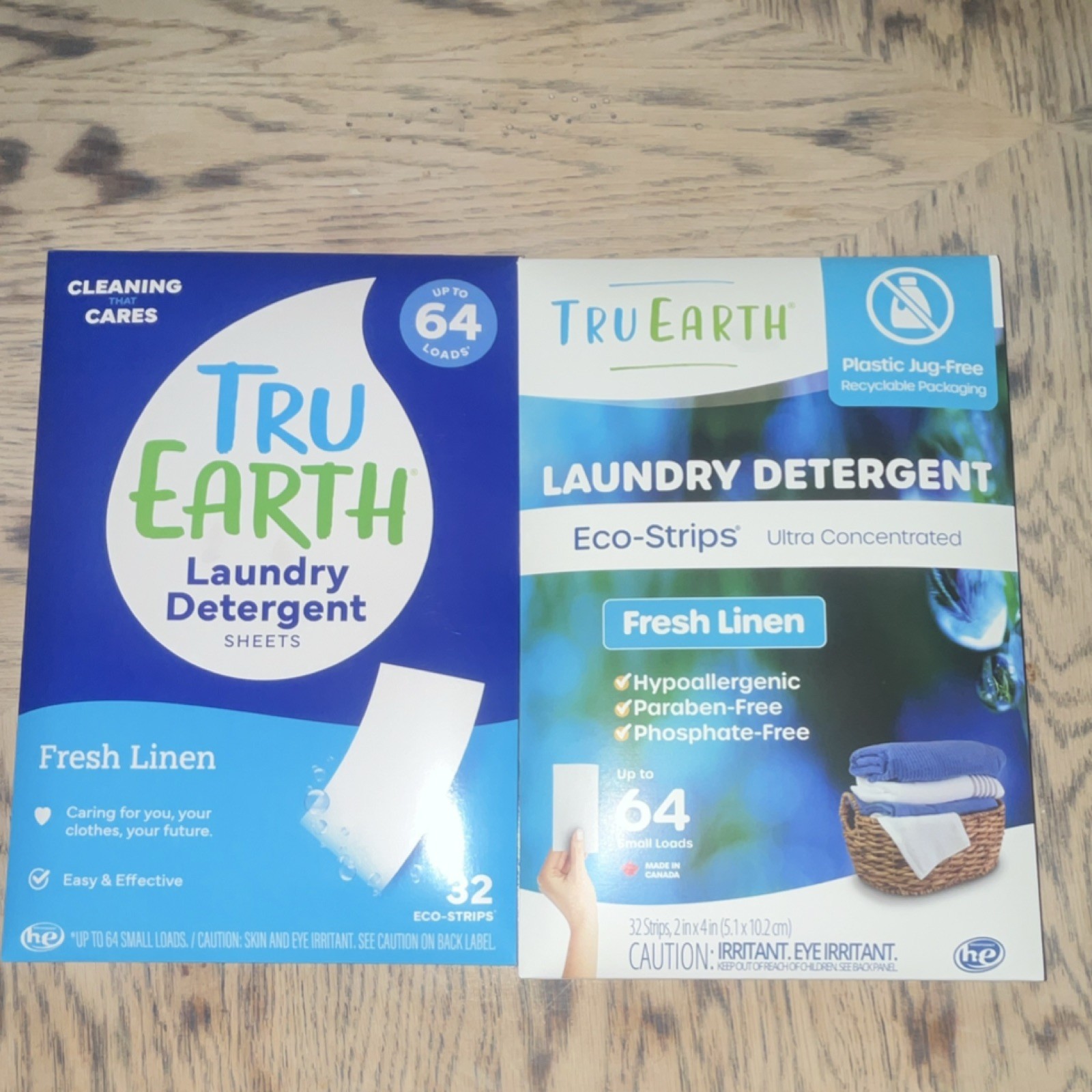Tru Earth Eco-Strips Laundry Sheets Fresh Linen 2 pack of 32 (64) HE, travel