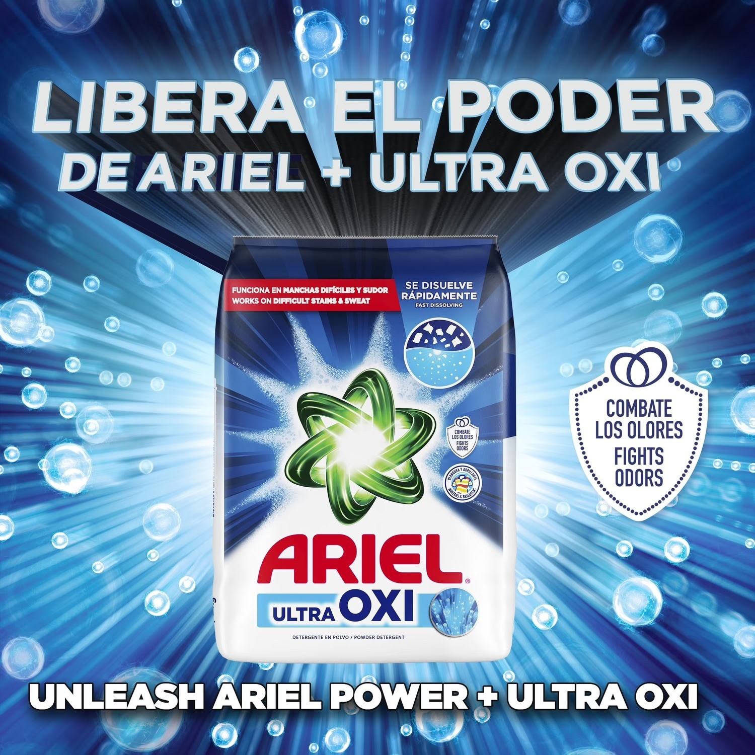 Ariel Ultra Oxi Powder Laundry Detergent Original Scent 2.7 kg 60 Loads Stain