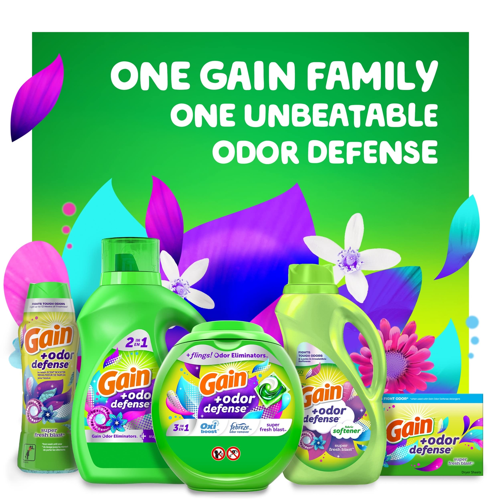 Gain Odor Defense Liquid Fabric Softener Super Fresh Blast 140 Fl Oz
