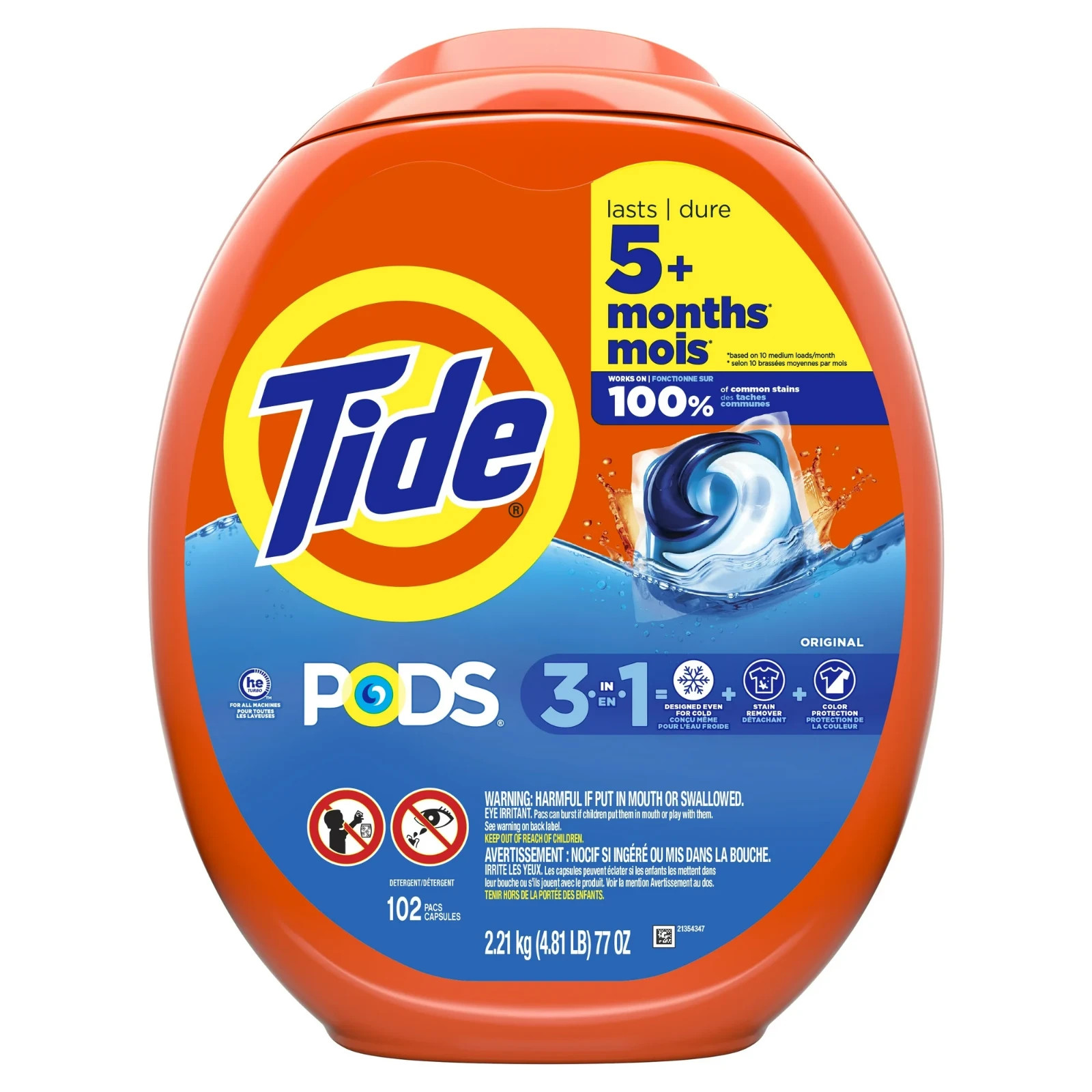 Tide PODS Liquid Laundry Detergent Pacs, Original Scent, 204 Count