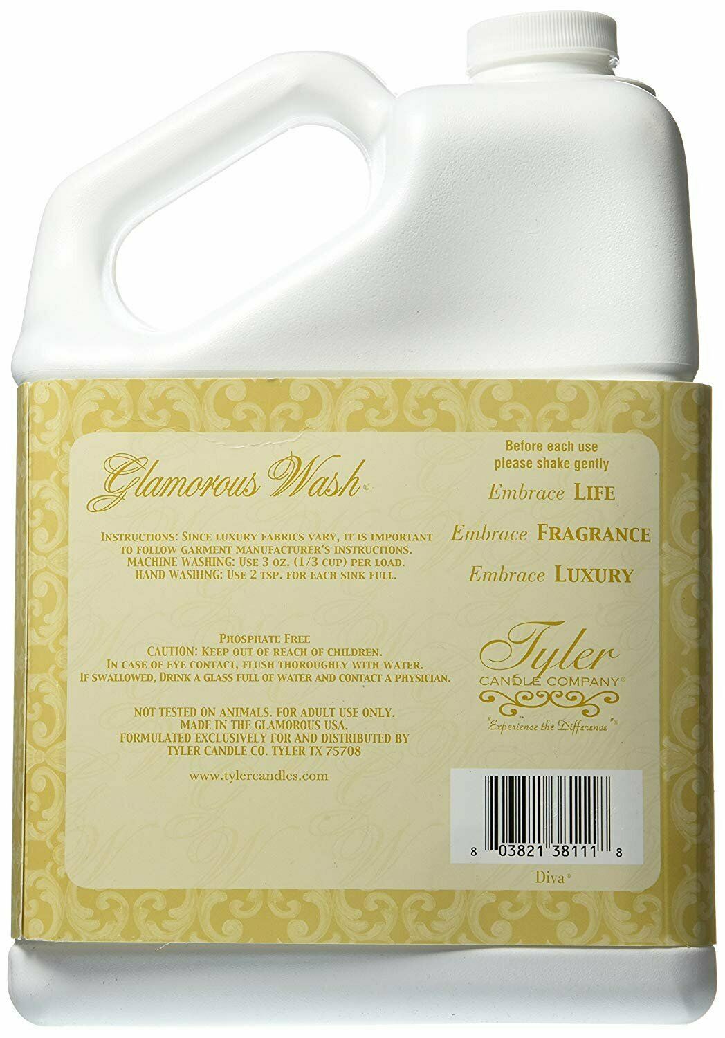 Tyler Candle Company Laundry Detergent, Diva, 1 Gallon (OPEN BOTTEL – NOT SEALD)