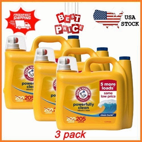 3 pack ARM & HAMMER Laundry Detergent Liquid, Clean Burst 5 Extra Loads 205 fl