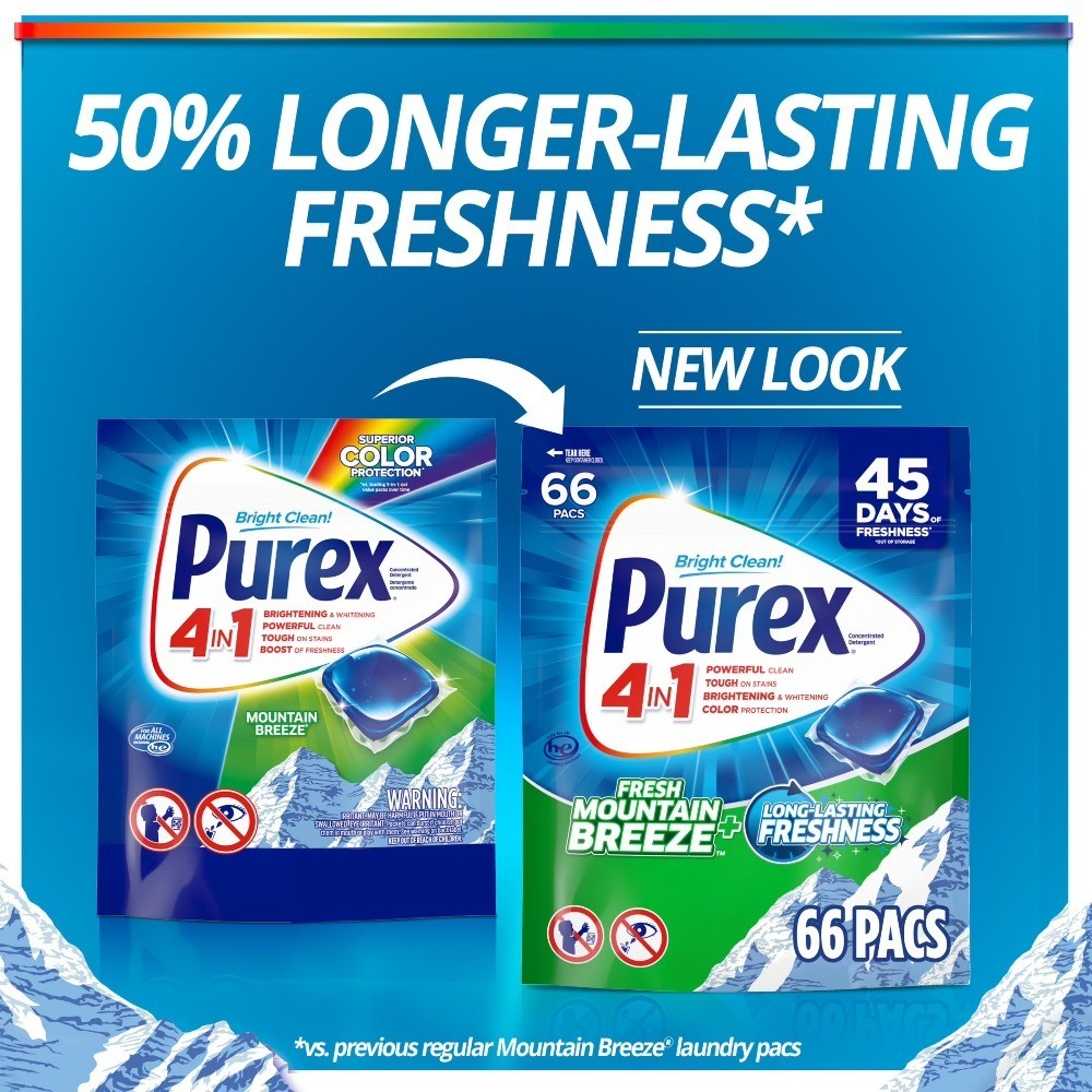 Fresh Mountain Breeze Laundry Detergent Pacs Pods, 66 Count Convenient