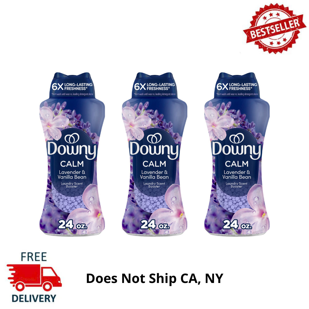 3 Pack Downy Infusions Calm Laundry Scent Booster Beads Lavender Vanilla, 24 oz