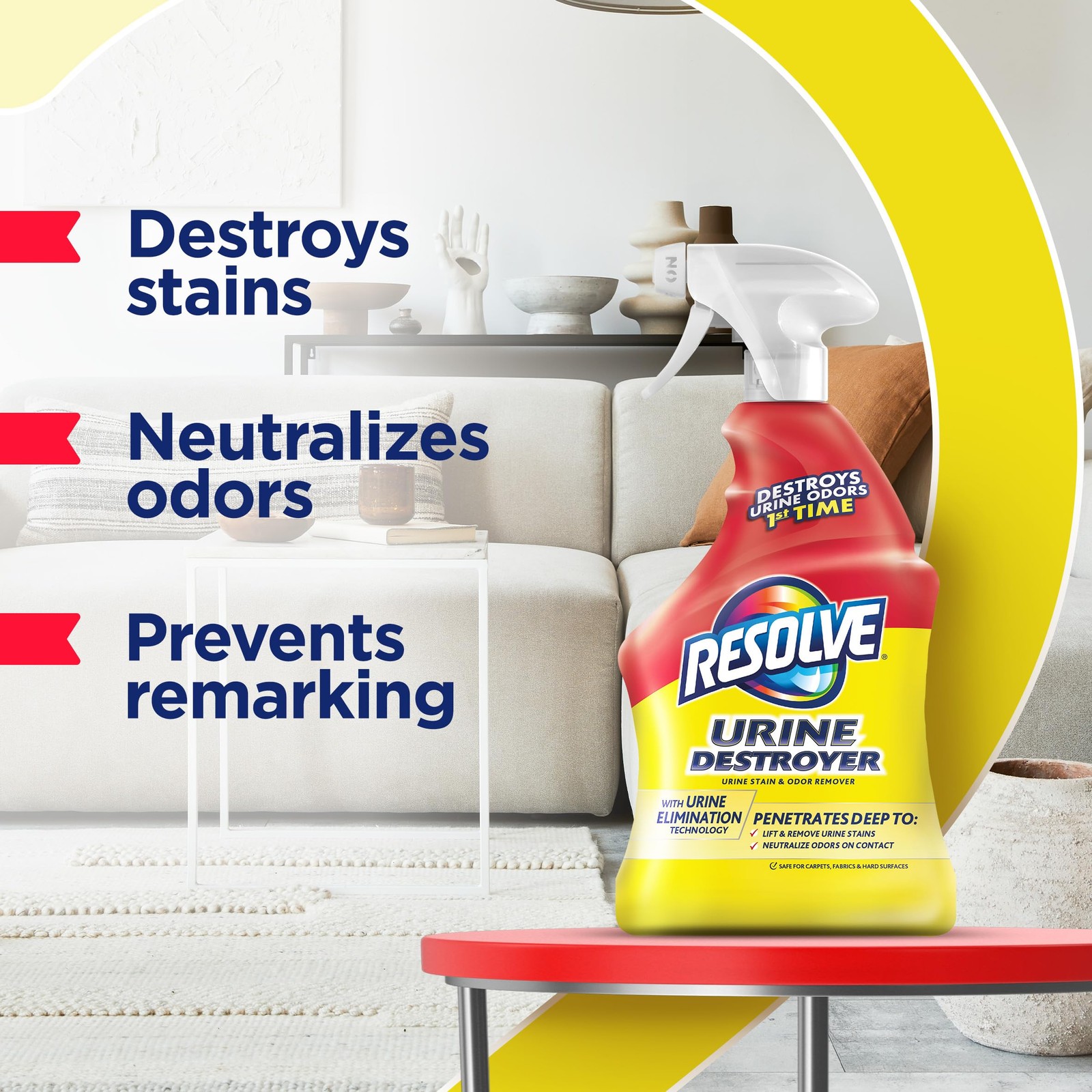 Resolve Urine Destroyer Pet Stain And Odor Remover Carpet Cleaner Solution For