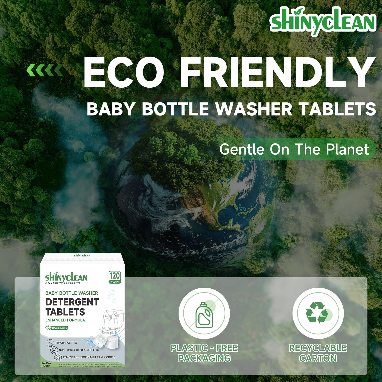 shinyclean Bottle Washer Detergent Tablets, Fits All Machines, 120 count